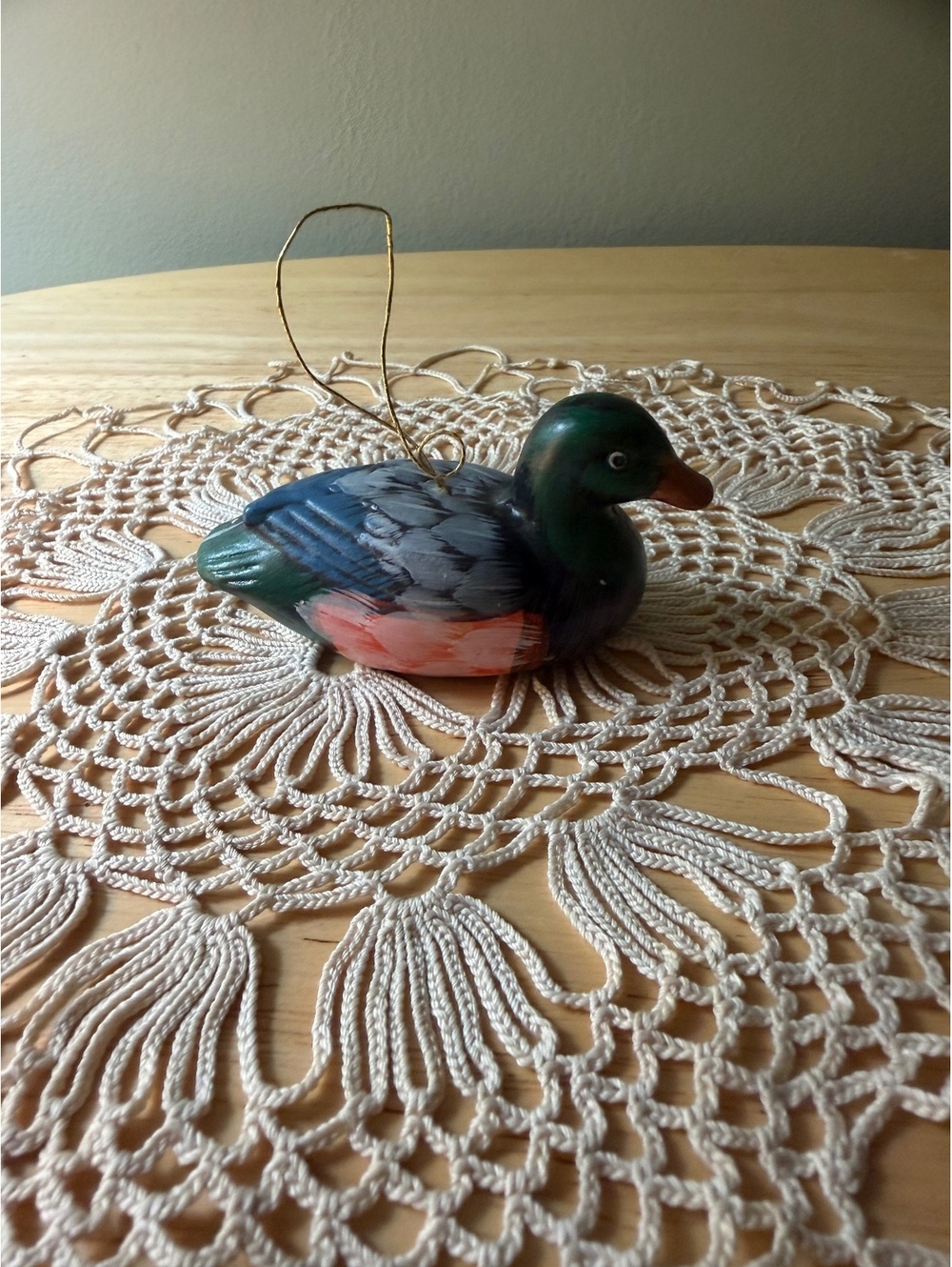 Hand-Painted Wooden Mallard Ornament